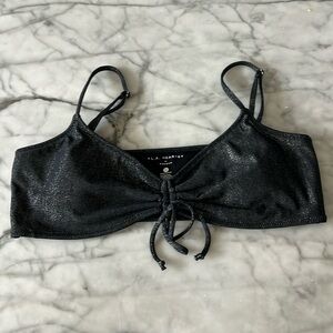 LA Hearts Black Silver Metallic Swim Bikini Top M